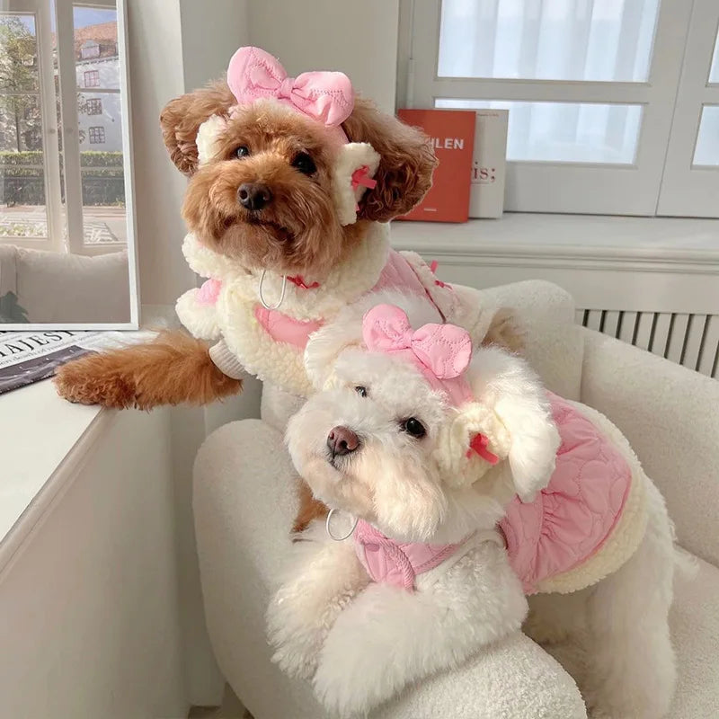 Cute Korean Puppy Pink Dress