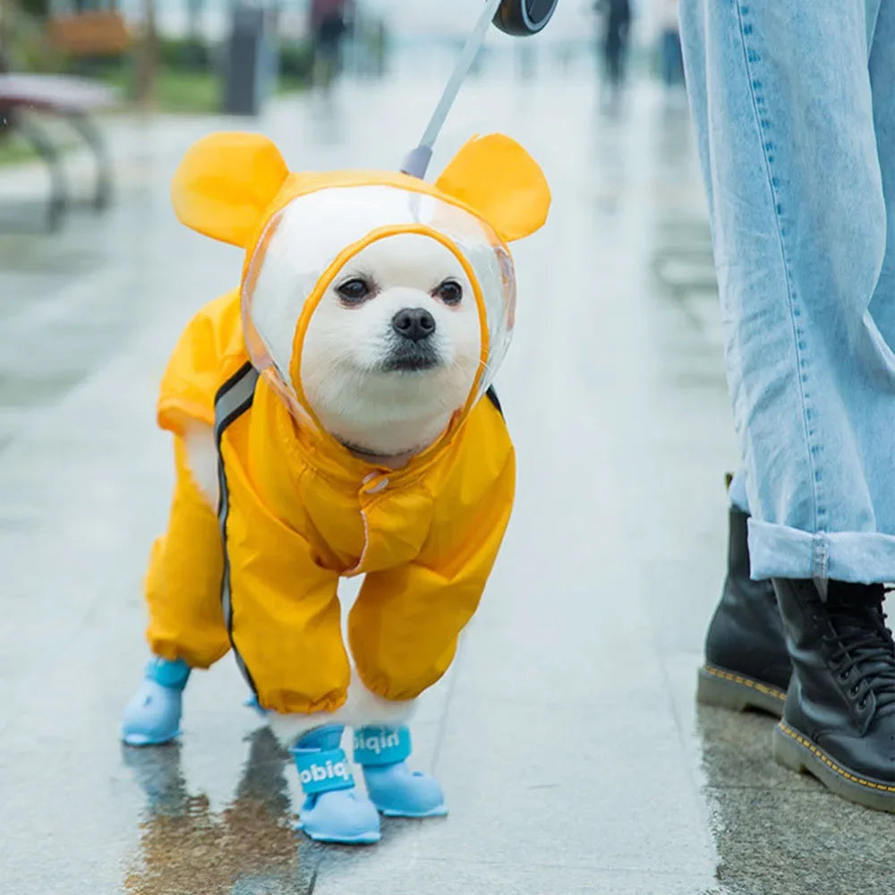 Cute Bear Shape Dog Raincoat